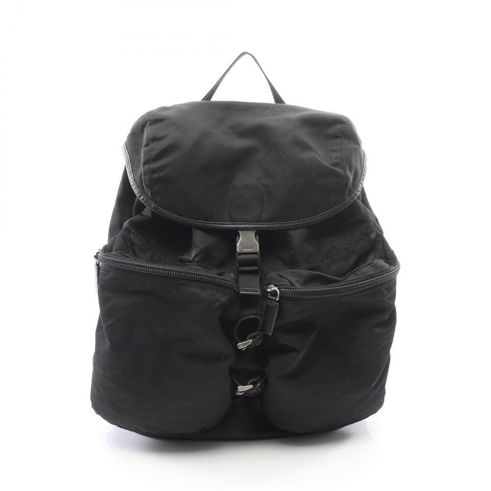 Prada Triangle Backpack Bag Saffiano Leather Black